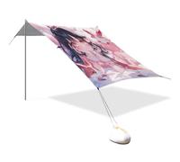 Anime Fox Girl Cabane de plage pliable UPF50+ facile à installer avec sacs de sable, pelle à sable, poteaux pour jardin et camping
