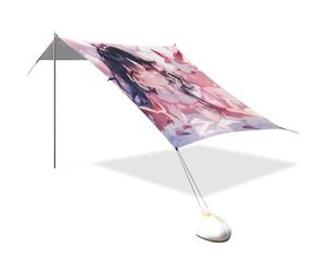 Anime Fox Girl Cabane de plage pliable UPF50+ facile à installer avec sacs de sable, pelle à sable, poteaux pour jardin et camping