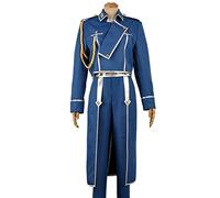 Anime Fullmetal Alchemist Cosplay Roy Mustang Costumes Uniforme Militaire Costume Manteau + Pantalon + Tablier(M)