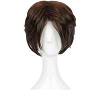 Anime Game Final Fantasy VII Cosplay Wig Squall Leonhart Short Brown Hair Heat Resistant Synthetic Wigs for Halloween Costume Party Role Play+Wig Cap