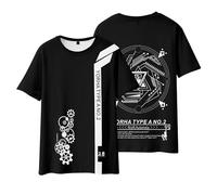 Anime Game NieR:Automata Yorha No.2 Type B Cartoon Impression numérique T-shirt utilisé pour les fans de manga 2B Cadeau Cosplay, noir 1, 3XL