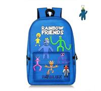 Anime Game Rainbow Sac à dos avec porte-clés amis, sac à dos léger pour ordinateur portable 18 pouces imprimé 3D., F, 9IN