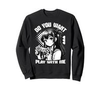 Anime Gamer Girl, Veux-tu Jouer avec Moi ? Kawaii Sweatshirt