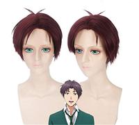 Anime Gekkan Shoujo Nozaki-kun perruque synthétique brun rouge cheveux courts Wakamatsu Hirotaka Cosplay perruques fête Costume perruque