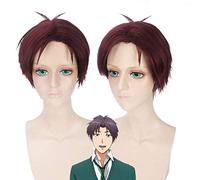 Anime Gekkan Shoujo Nozaki-Kun perruque synthétique brun rouge cheveux courts Wakamatsu Hirotaka Cosplay perruques Costume de fête perruque PL-378