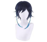 Anime Genshin Impact Venti Blue Cosplay Wig Synthetic Hair Short Halloween Costume Party Wigs Men