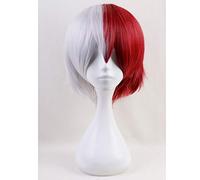 Anime GHK Mon héros Académie Boku no Hiro Akademia Shoto Todoroki Shouto Perruque Cosplay Blanc Et Rouge + Bonnet De Perruque