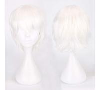 Anime Gintama Gintoki Sakata Cosplay perruques 35 cm / 13.8 pouces court blanc hommes cheveux synthétiques Perucas Cosplay perruque K049-1