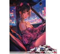 Anime Girl in Car Puzzle 1000 Pièces Cadeau Unique Jeu Éducatif Défi Jouet À De Qualité Supérieure Peinture Art pour Adultes Et Enfants 1000pcs (40x28cm)
