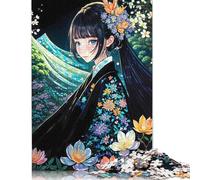 Anime Girl in Kimono Puzzles 1000 Pièces Cadeau Unique Jeu Éducatif Défi Jouet À De Qualité Supérieure Peinture Art pour Adultes Et Enfants À Partir De 12 Ans 1000pcs (75x50cm)