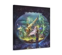 Anime Girl in The Fish Tank Art mural pour salon, 70 x 70 cm