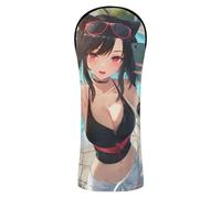 Anime Girl Summer Selfie Golf Club Couvre-tête de club de golf en cuir PU avec numéros interchangeables pour conducteur, bois et chariot de golf hybride