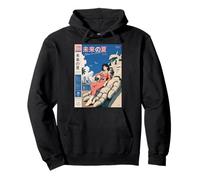 Anime Girl with Gigantic Robot and Kanji Art Design Sweat à Capuche