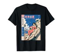 Anime Girl with Gigantic Robot and Kanji Art Design T-Shirt