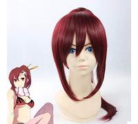 Anime gratuit! Perruque Cosplay Gou Matsuoka rouge foncé prêle amovible postiche synthétique + filet à cheveux gratuit