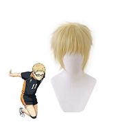 Anime Haikyuu !! Kei Tsukishima court blond clair résistant à la chaleur fibre cheveux Cosplay Costume perruque + bonnet de perruque