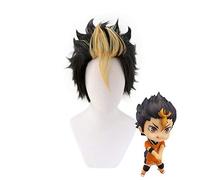 Anime Haikyuu !! Nishinoya Yuu court noir et blond fibre résistant à la chaleur cheveux Cosplay Costume perruques + bonnet de perruque gratuit