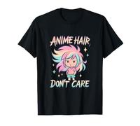 Anime Hair Don't Care Kawaii Chibi Rainbow Pastel T-Shirt