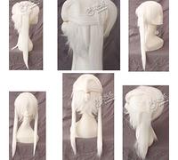 Anime Hakuouki Yukimura Chizuru Cosplay perruque pour femmes adultes homme fête d'halloween perruques de cheveux synthétiques + bonnet de perruque taille unique blanc 1001