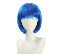 Anime Halloween Cosplay Wig Synthetic Hair Red Purple Black Blue Silver White Blonde Green Pink Short Bob Wigs For Women Peruca OneSize blue