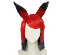 Anime Hazbin Alastor Perruque de cosplay résistante à la chaleur Rouge Cheveux synthétiques Accessoires Hôtel Halloween Fête Perruques