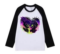 Anime Hazbin Hotel T-shirt Alastor à manches longues T-shirt Cosplay Bloc de couleur T-shirt imprimé décontracté Baseball Unisexe Décontracté, Type 2, M