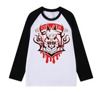 Anime Hazbin Hotel T-shirt Alastor à manches longues T-shirt Cosplay Bloc de couleur T-shirt imprimé décontracté Baseball Unisexe Décontracté, Type 1, M