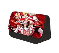 Anime Hazbin Trousse à crayons pour hôtel Alastor/Angel Dust/Vaggie/Sir Pentious/Adam/Lucifer/Charlie Anime Imprimé Grande Capacité Sac à crayons Polyester Double Couche, Type 3, 22*13*7.5cm, Dessin