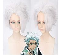 Anime hommes blanchiment Hitsugaya Toushirou perruque Cosplay Costume court argent blanc moelleux résistance à la chaleur perruques de cheveux synthétiques