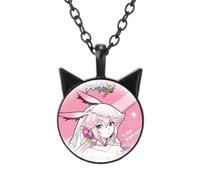 Anime Honkai Impact 3 Collier avec pendentif oreilles de chat cabochon en verre Art Photo Collier Décoration Bijoux Tendance Adolescents, Verre