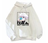Anime Hunter × Hunter Killua Zoldyck Sweat à capuche ample décontracté utilisé pour les fans de manga Cadeau de cosplay, blanc, M
