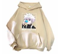 Anime Hunter × Hunter Killua Zoldyck Sweat à capuche ample décontracté utilisé pour les fans de manga Cadeau de cosplay, kaki, XL