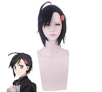 Anime ID: INVADED Koharu Hondomachi Cosplay Wig Court Noir Synthétique Cheveux Pelucas Adulte Halloween Party Jeu de Rôle Perruques + Perruque Cap PL-256