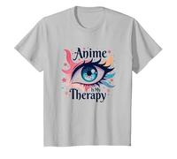 Anime is My Therapy: Vibrant Eye Art pour Les Fans d'Otaku, Anime T-Shirt, Enfant, Argent, 10 Ans