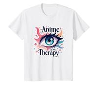 Anime is My Therapy: Vibrant Eye Art pour Les Fans d'Otaku, Anime T-Shirt, Enfant, Blanc, 10 Ans