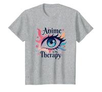 Anime is My Therapy: Vibrant Eye Art pour Les Fans d'Otaku, Anime T-Shirt, Enfant, Gris Chiné, 8 Ans