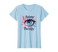 Anime is My Therapy: Vibrant Eye Art pour Les Fans d'Otaku, Anime T-Shirt, Femme, Bleu Céleste, M