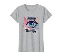 Anime is My Therapy: Vibrant Eye Art pour Les Fans d'Otaku, Anime T-Shirt, Femme, Gris Chiné, XL