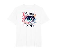 Anime is My Therapy: Vibrant Eye Art pour Les Fans d'Otaku, Anime T-Shirt, Homme Grandes Tailles, Blanc, 6X Tall