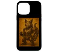 Anime Japonais Cyber Kitsune Ukiyo-e Samouraï Art sur Bois Coque pour iPhone 13 Pro Max