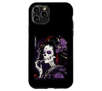 Anime Japonais Goth Cyberpunk City Skull Geisha Flowers Coque pour iPhone 11 Pro