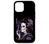 Anime Japonais Goth Cyberpunk City Skull Geisha Flowers Coque pour iPhone 12/12 Pro