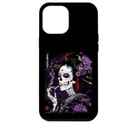 Anime Japonais Goth Cyberpunk City Skull Geisha Flowers Coque pour iPhone 12 Pro Max