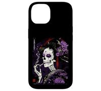 Anime Japonais Goth Cyberpunk City Skull Geisha Flowers Coque pour iPhone 14