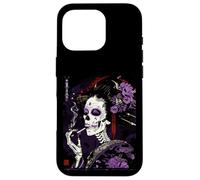 Anime Japonais Goth Cyberpunk City Skull Geisha Flowers Coque pour iPhone 16 Pro