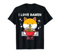 Anime japonais « I Love Ramen » mignon Kawaii Shiba Inu Eats Ramen T-Shirt
