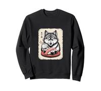 Anime Japonais Ramen Mangeant des sushis Loup Sweatshirt