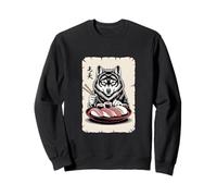 Anime Japonais Ramen Mangeant des sushis Loup Sweatshirt