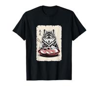 Anime Japonais Ramen Mangeant des sushis Loup T-Shirt