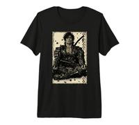 Anime Japonais rétro Samouraï Katana Zen méditer Kanji T-Shirt Haut de Gamme